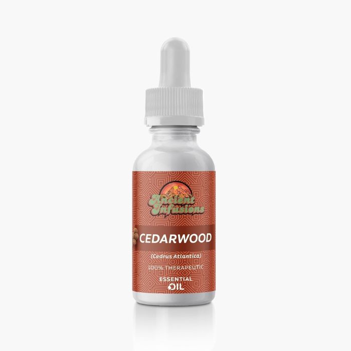 Ancient Infusions Therapeutic Grade Cedarwood (Atlas) Oil Label - Pure & Serene Wellness.