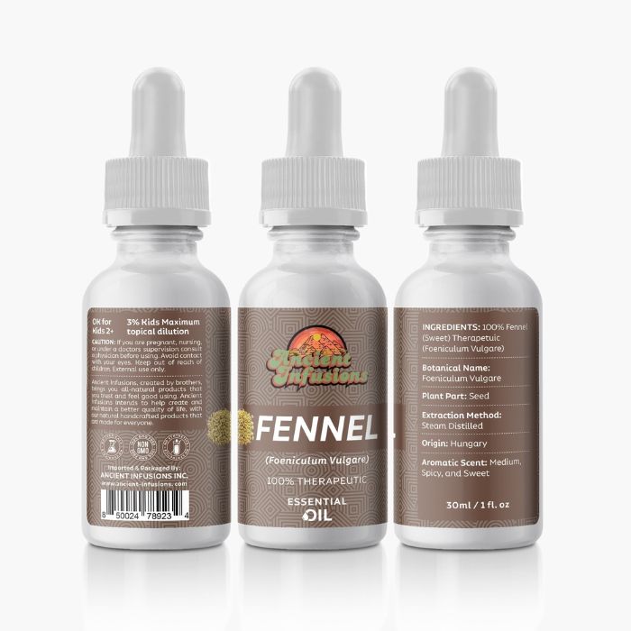 Ancient Infusions Sweet Fennel Essential Oil - Digestive Harmony Aromatherapy Benefits.