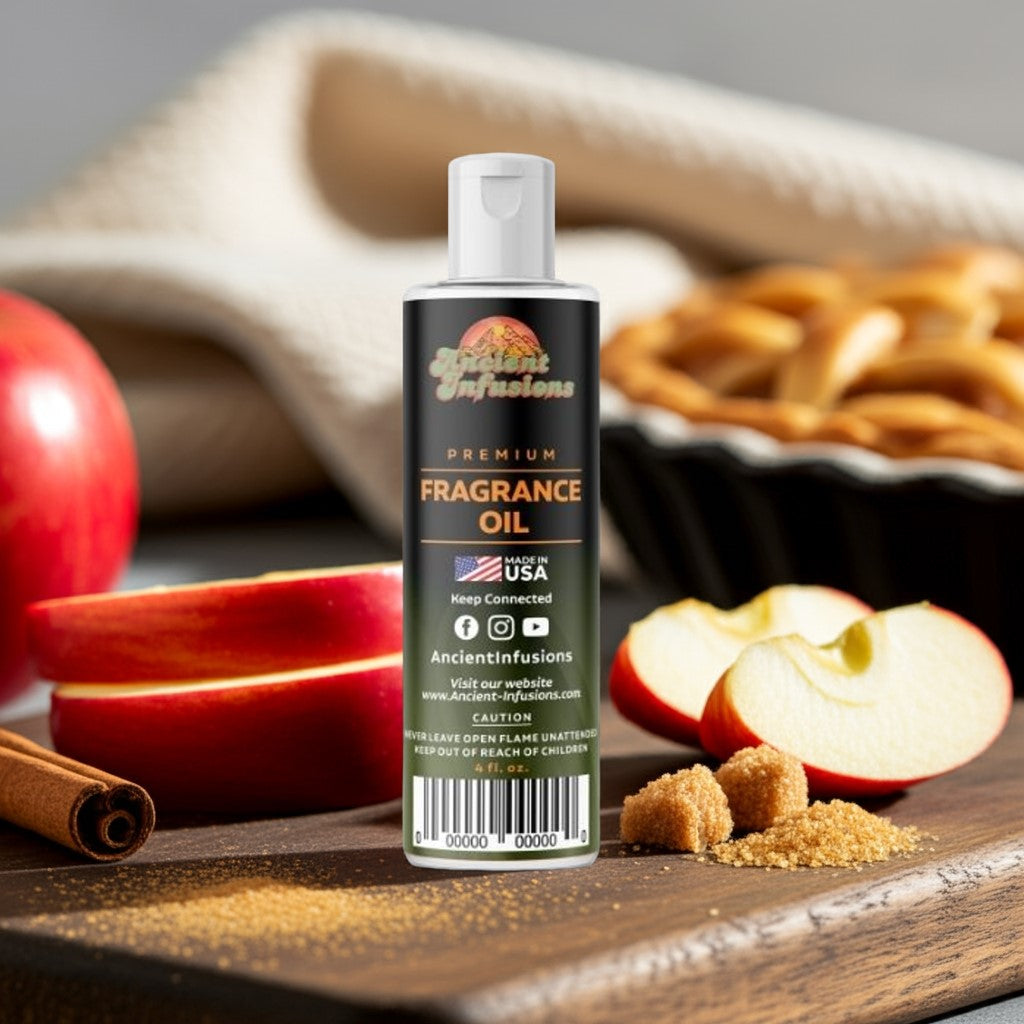 Apple Pie uncut fragrance oil bottle β sweet, spicy, alcohol-free scent by Ancient Infusions.