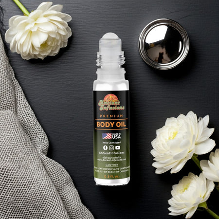 Bond No 9 Lafayette Street Inspired Body Oil bottle with white flowers and elegant packaging.