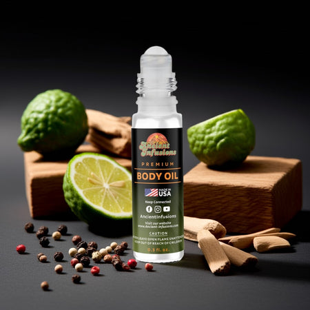 Dior Sauvage Inspired Body Oil with bergamot, pepper, and amber notes