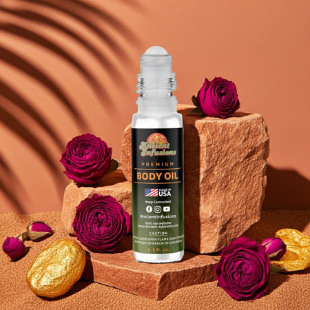 Louis Vuitton Fleur du Desert Inspired Body Oil with floral accents and elegant packaging, enhancing luxury fragrance experience.