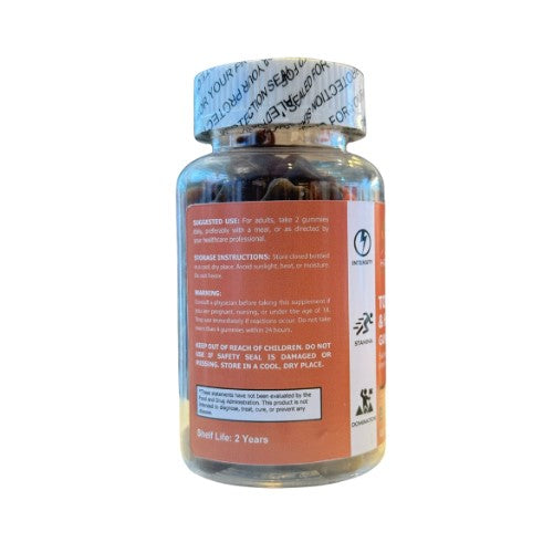 Supplement bottle with label on a white background
