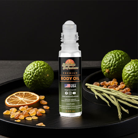 Valentino Born in Roma Inspired Body Oil bottle with citrus and herbs.