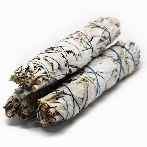Experience the cleansing and purifying benefits of Ancient Infusions' 4" California White Sage Smudge Stick for spiritual rituals, energy cleansing, and purifying your sacred space.