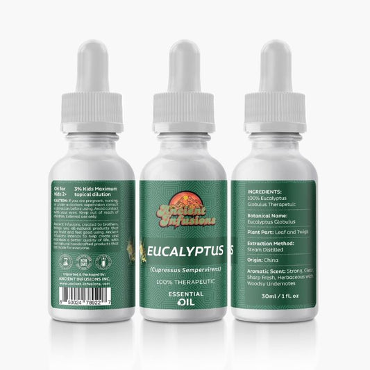 Unlock the Healing Benefits and Versatile Uses of Eucalyptus Therapeutic Essential Oil by Ancient Infusions: Nature's Remedy for Holistic Wellness.