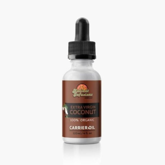 Experience the Health Benefits and Versatile Uses of Ancient Infusions Extra Virgin Coconut Carrier Oil - A Natural Elixir for Skin and Wellness.