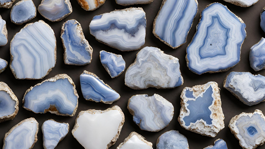 Blue Lace Agate Crystal Benefits: Communication, Calmness, Healing, Throat Chakra.