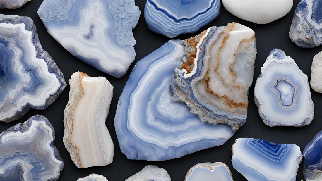 Blue Lace Agate Crystal Properties: Peace, Serenity, Emotional Balance, Stress Relief.