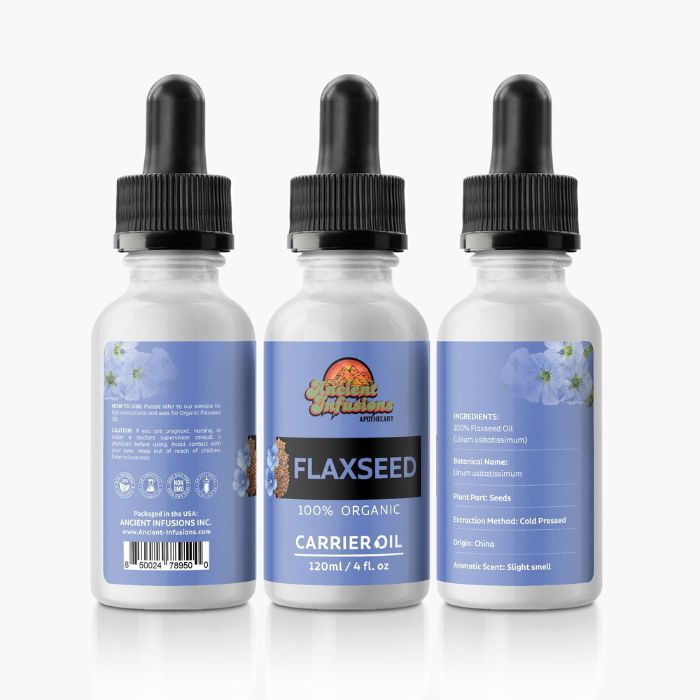 Flaxseed Carrier Oil by Ancient Infusions: Discover the Nourishing Benefits and Various Uses for Radiant Skin and Holistic Well-being.