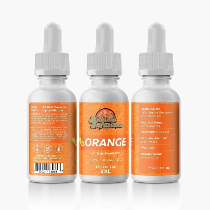 Orange Essential Oil by Ancient Infusions: Discover the Invigorating Benefits and Various Uses for Positive Vibes and Holistic Well-being.