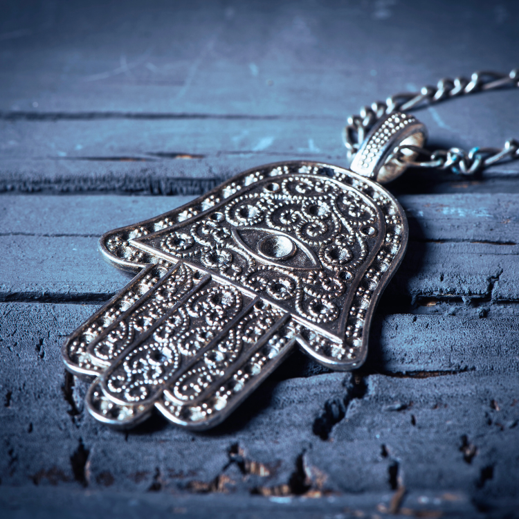 Hamsa Hand of Fatima Necklace Collection in Gold Stainless Steel by Ancient Infusions – Elegant Spiritual Jewelry.