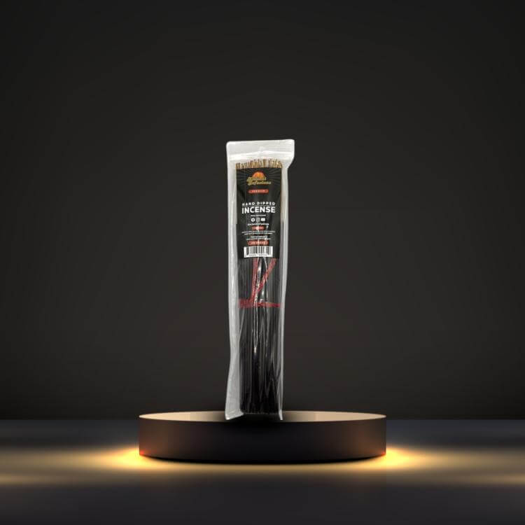 Ancient Infusions' hand-dipped incense sticks, perfect for meditation, relaxation, and home fragrance. Made from chemical-free, all-natural bamboo sticks and infused with premium uncut oils for a long-lasting, aromatic experience.