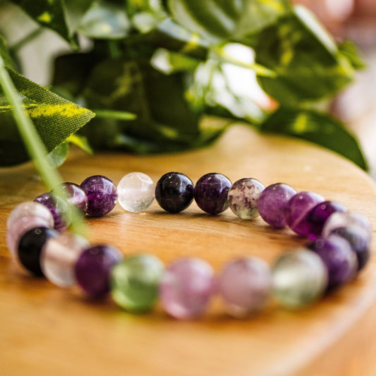 Purple Fluorite Elastic Crystal Bracelet