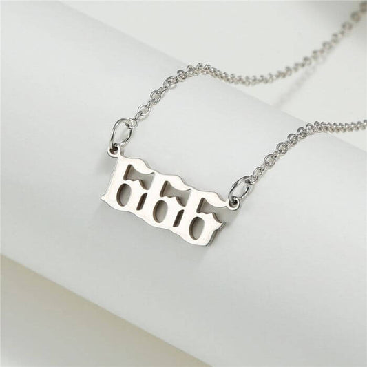 666 Stainless Steel Silver Necklace by Ancient Infusions – Bold 666 Jewelry for Men and Women.