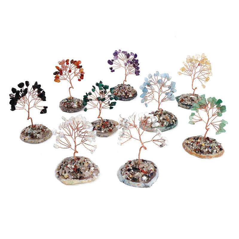 Crystal Agate Trees On Copper-Wired Agate Slices