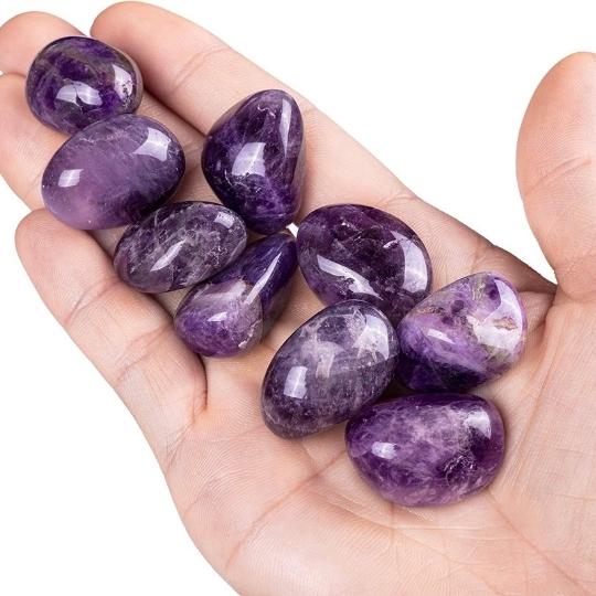 Ancient Infusions Amethyst Healing Stones - Crystal Tumbles for Sleep Aid, Anxiety Relief, and Holistic Well-Being.