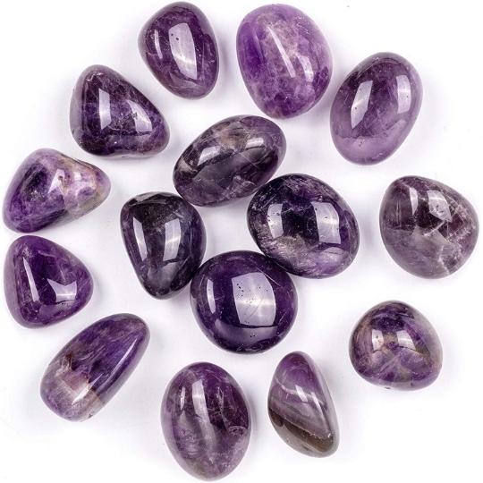 Ancient Infusions Amethyst Tumbled Crystals - Natural Gems for Stress Relief, Inner Peace, and Spiritual Connection.