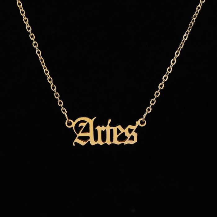 Ancient Infusions Aries Essence Gold Stainless Steel Aries Horoscope Necklace - Fiery Passion with Timeless Elegance.