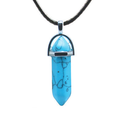Ancient Infusions Azure Harmony Adjustable Turquoise Pendant Necklace on Faux-Leather Cord - Tranquil Beauty for Calming Energy and Vibrant Elegance.