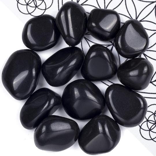 Ancient Infusions Black Obsidian Crystal Tumbles - Energizing Gemstones for Absorbing Negativity, Stability, and Positive Energy.