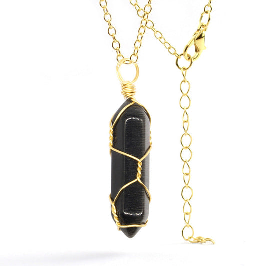 Ancient Infusions Black Obsidian Shield Pendant - Genuine Gemstone on Stainless Steel Chain. Embrace protection and grounding energy with Black Obsidian.