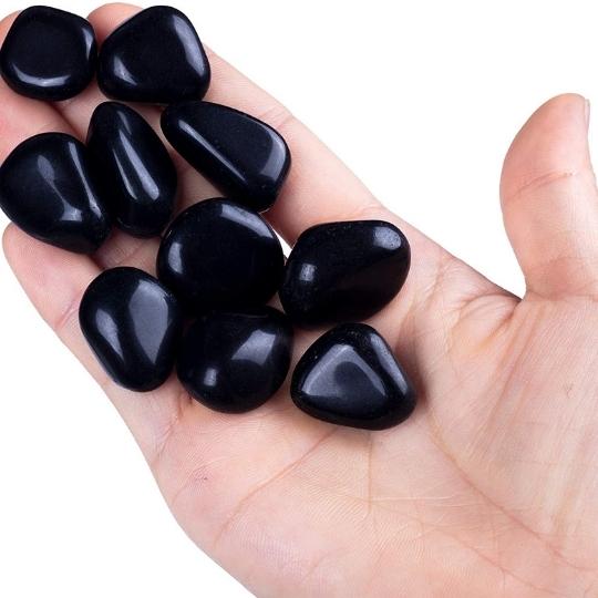 Ancient Infusions Black Obsidian Tumble Stones - Genuine Crystals for Protection, Grounding, and Spiritual Shielding.