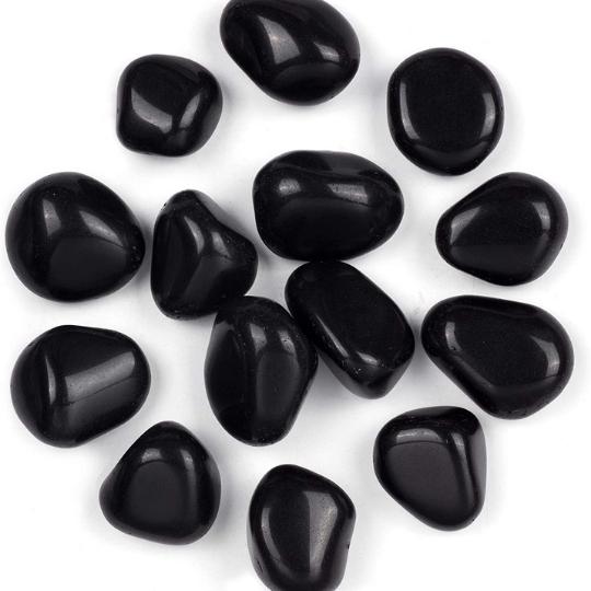 Ancient Infusions Black Obsidian Tumbled Crystals - Natural Gems for Root Chakra Activation, Emotional Stability, and Spiritual Grounding.