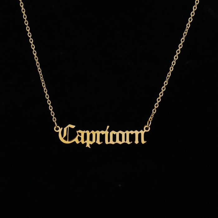 Ancient Infusions Capricorn Crest Gold Stainless Steel Capricorn Zodiac Necklace - Summit Serenity with Timeless Elegance.