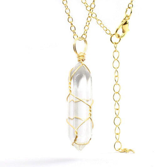 Ancient Infusions Clear Quartz Brilliance Pendant - Genuine Gemstone on Stainless Steel Chain. Embrace crystal-clear elegance and spiritual illumination with Clear Quartz.
