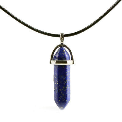 Ancient Infusions Cosmic Radiance Adjustable Lapis Lazuli Pendant Necklace on Faux-Leather Cord - Celestial Elegance for Spiritual Insight and Mystique.