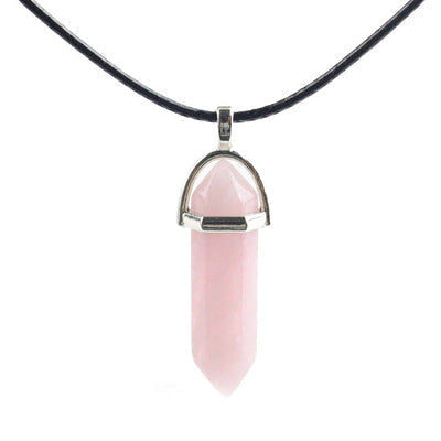 Ancient Infusions Divine Love Adjustable Rose Quartz Pendant Necklace on Faux-Leather Cord - Heart-Centered Elegance for Love and Emotional Healing.