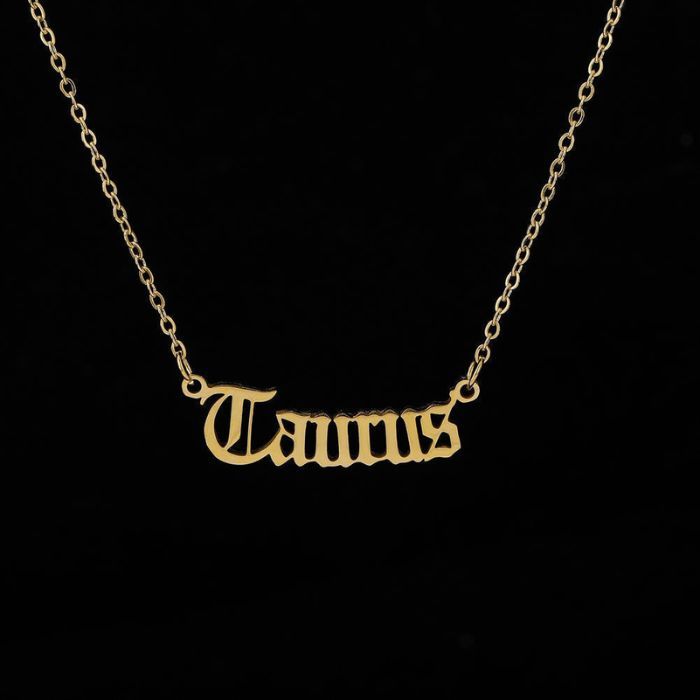 Ancient Infusions Earthy Elegance Gold Stainless Steel Taurus Zodiac Necklace - Steadfast Guardian with Timeless Charm.