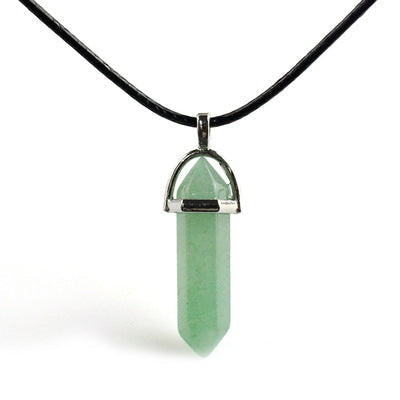 Ancient Infusions Harmony Essence Adjustable Green Aventurine Pendant Necklace on Faux-Leather Cord - Natural Serenity for Luck and Balancing Energy.
