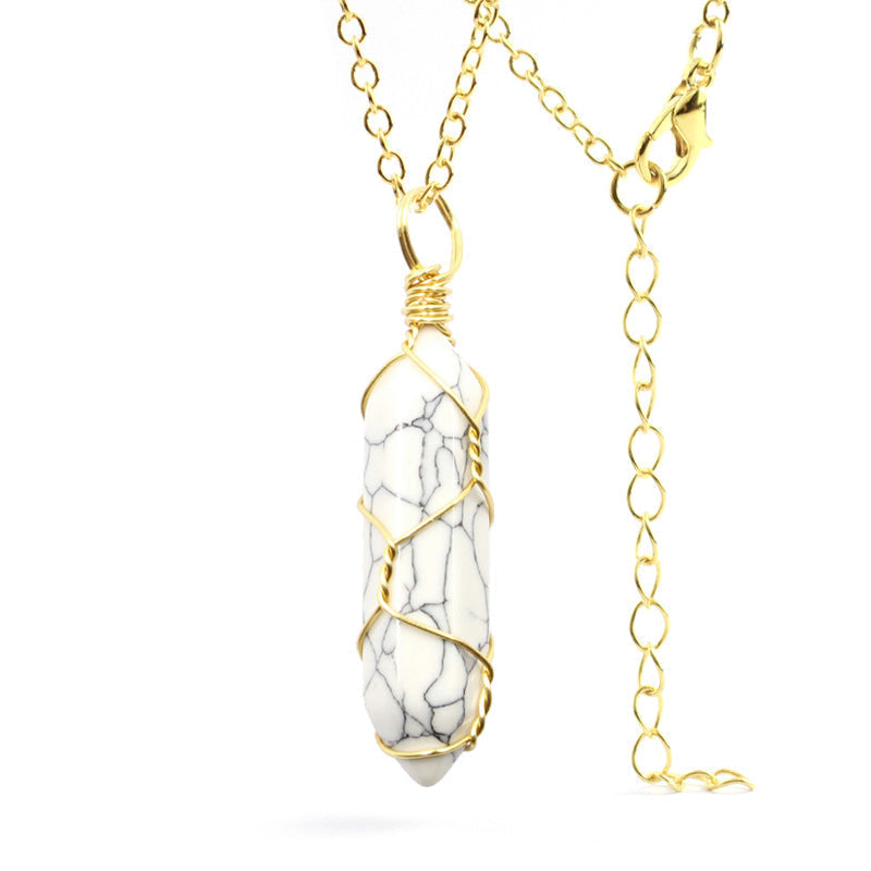 Ancient Infusions Howlite Tranquility Pendant - Genuine Gemstone on Stainless Steel Chain. Embrace calmness and spiritual harmony with Howlite.