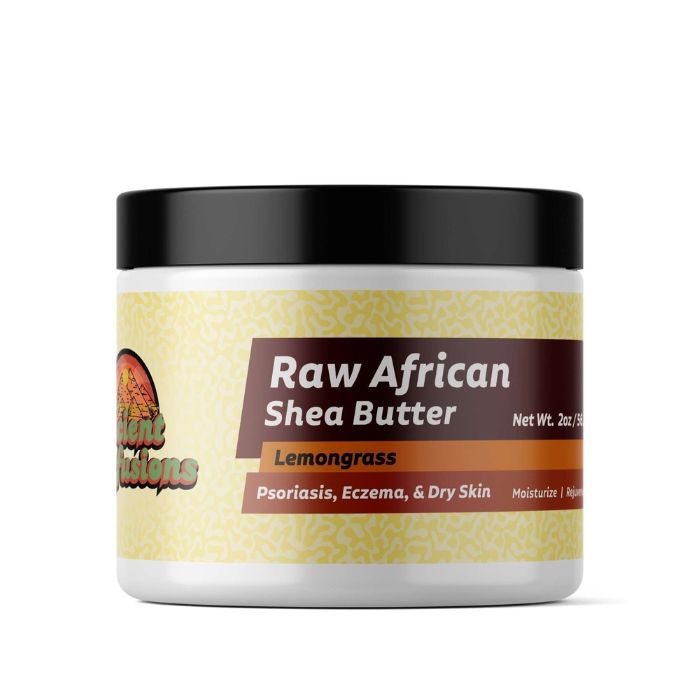 Ancient Infusions Lemongrass Fragrance Shea Butter - Raw Organic Moisturizer, Revitalizing and Natural with Zestfully Scented Aroma.