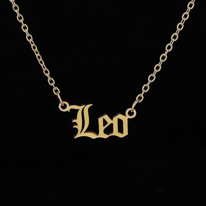 Ancient Infusions Leo Majesty Gold Stainless Steel Leo Zodiac Necklace - Regal Roar with Royal Elegance.
