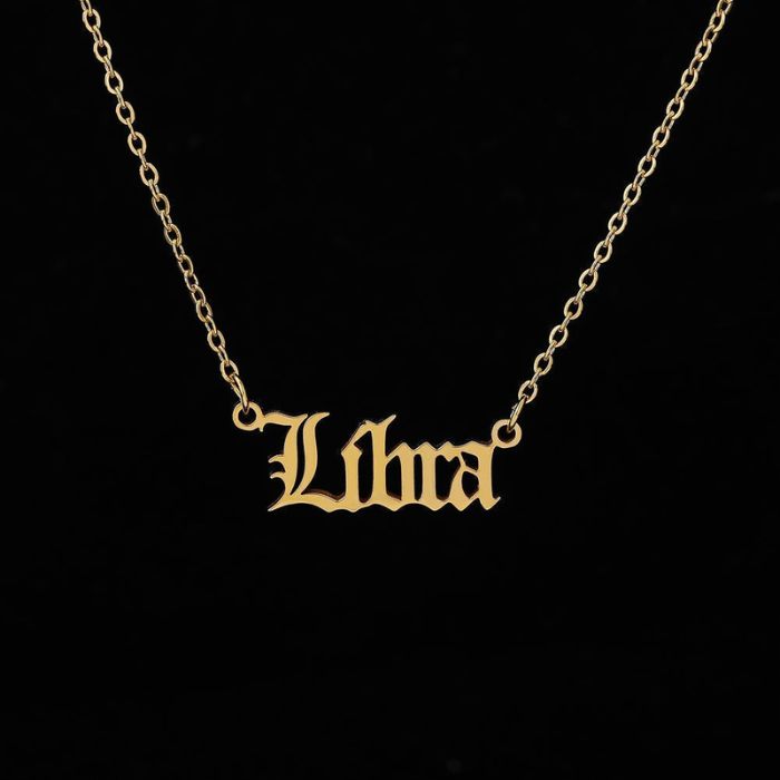 Ancient Infusions Libra Harmony Gold Stainless Steel Libra Zodiac Necklace - Balanced Beauty with Elegant Simplicity.
