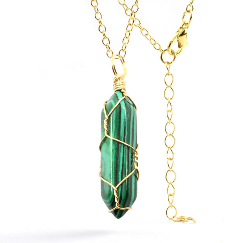 Ancient Infusions Malachite Harmony Pendant - Genuine Gemstone on Stainless Steel Chain. Embrace natural beauty and spiritual balance with Malachite.