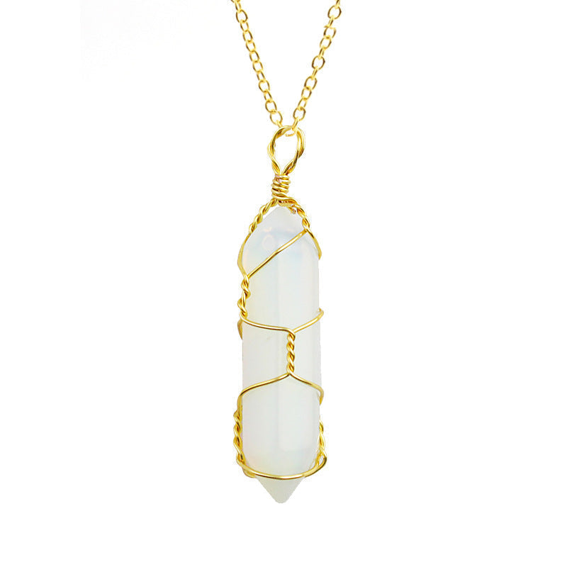 Ancient Infusions Opalite Radiance Pendant - Genuine Gemstone on Stainless Steel Chain. Embrace ethereal beauty and spiritual illumination with Opalite.