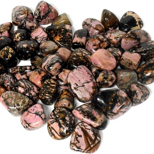 Ancient Infusions Rhodonite Tumble Stones - Genuine Crystals for Compassion, Emotional Healing, and Heart Chakra Activation.
