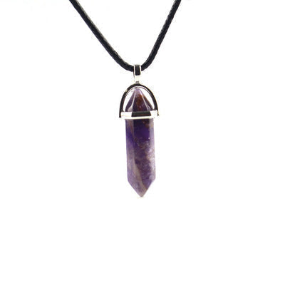 Ancient Infusions Serenity Glow Adjustable Amethyst Necklace Pendant on Faux-Leather Cord - Crystal Healing Jewelry for Spiritual Balance, Tranquility, and Style. Cleansed and Charged for Optimal Energy Flow.