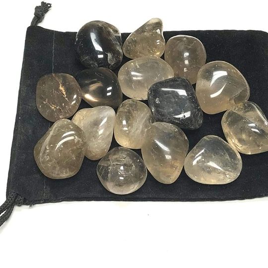 Ancient Infusions Smoky Quartz Tumbled Crystals - Natural Gems for Root Chakra Activation, Emotional Balance, and Spiritual Grounding.