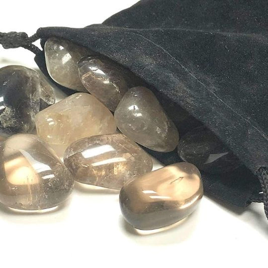 Ancient Infusions Smoky Quartz Tumble Stones - Genuine Crystals for Grounding, Protection, and Energy Cleansing.