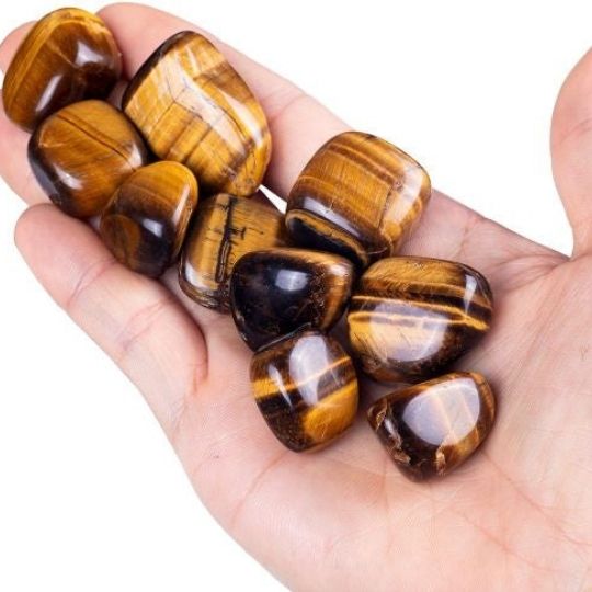 Ancient Infusions Tiger's Eye Tumble Stones - Genuine Crystals for Confidence, Protection, and Solar Plexus Activation.