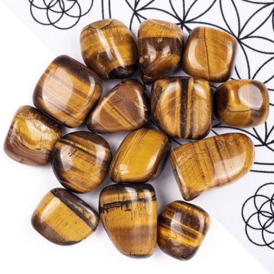 Ancient Infusions Tiger's Eye Tumbled Crystals - Natural Gems for Grounding, Courage, and Spiritual Insight.