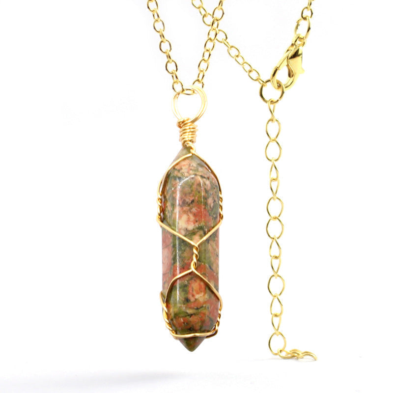 Ancient Infusions Unakite Harmony Pendant - Genuine Gemstone on Stainless Steel Chain. Embrace tranquil blends and serene elegance with Unakite.