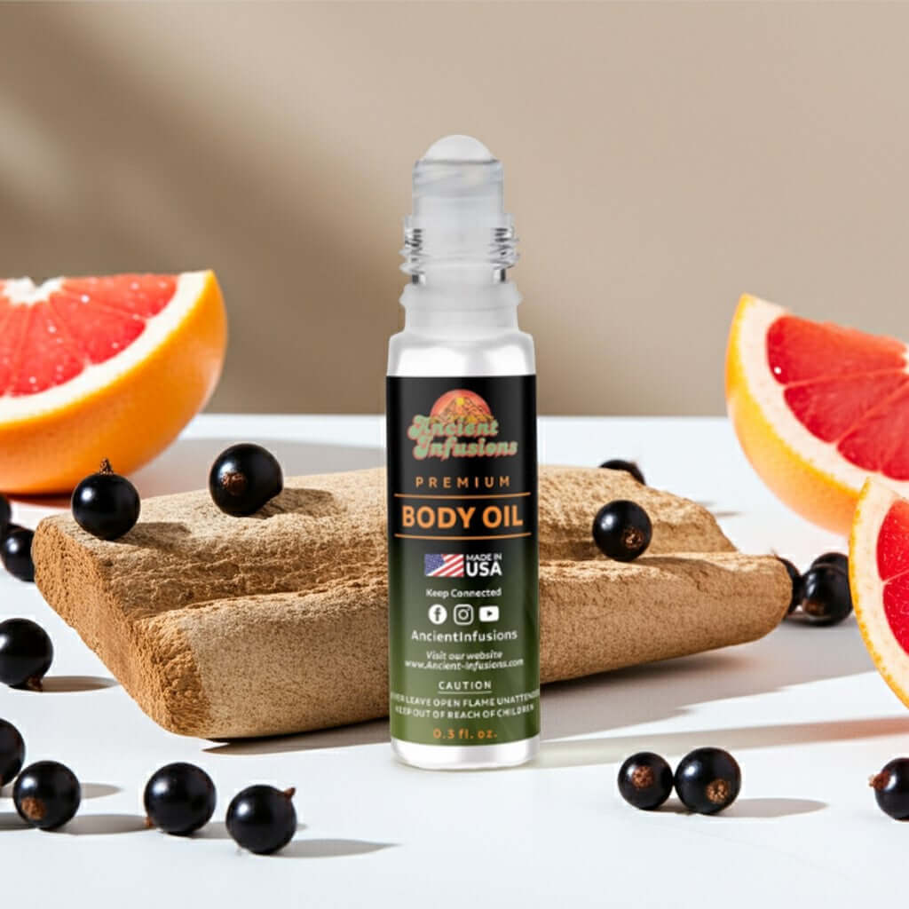 Bottle of Bond No 9 Scent of Peace Inspired Body Oil with wood, blackcurrant, and grapefruit elements