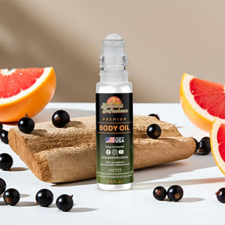 Bottle of Bond No 9 Scent of Peace Inspired Body Oil with wood, blackcurrant, and grapefruit elements