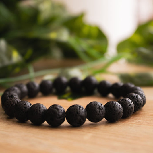 Lava Stone Elastic Crystal Bracelet